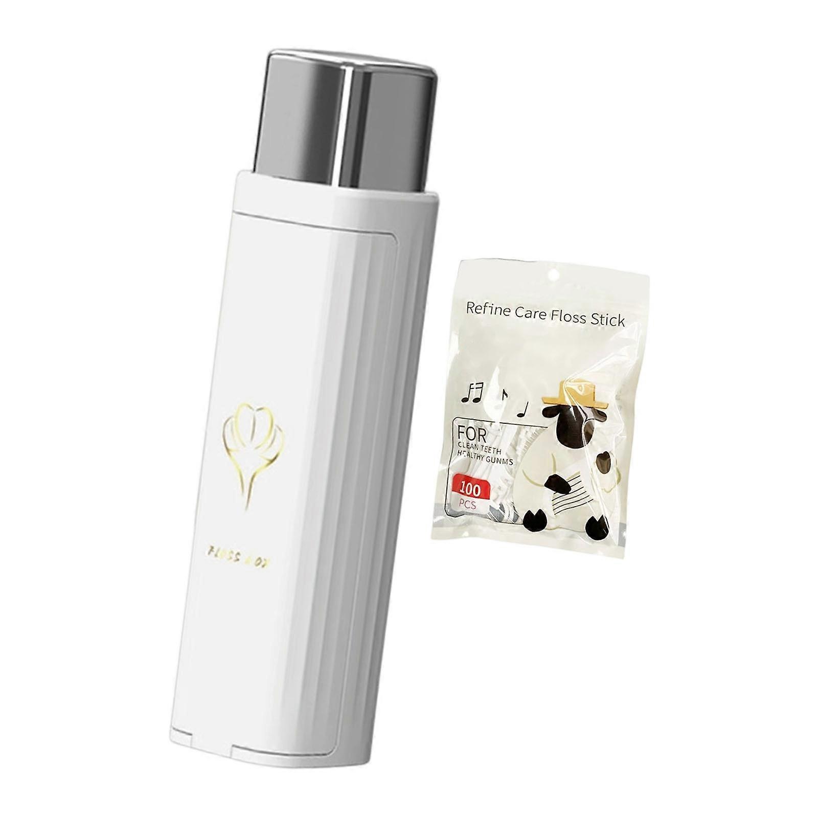 Plastic Floss Container With Clear View Hygienic Compartment a Hand Operations For Busy Professionals  White