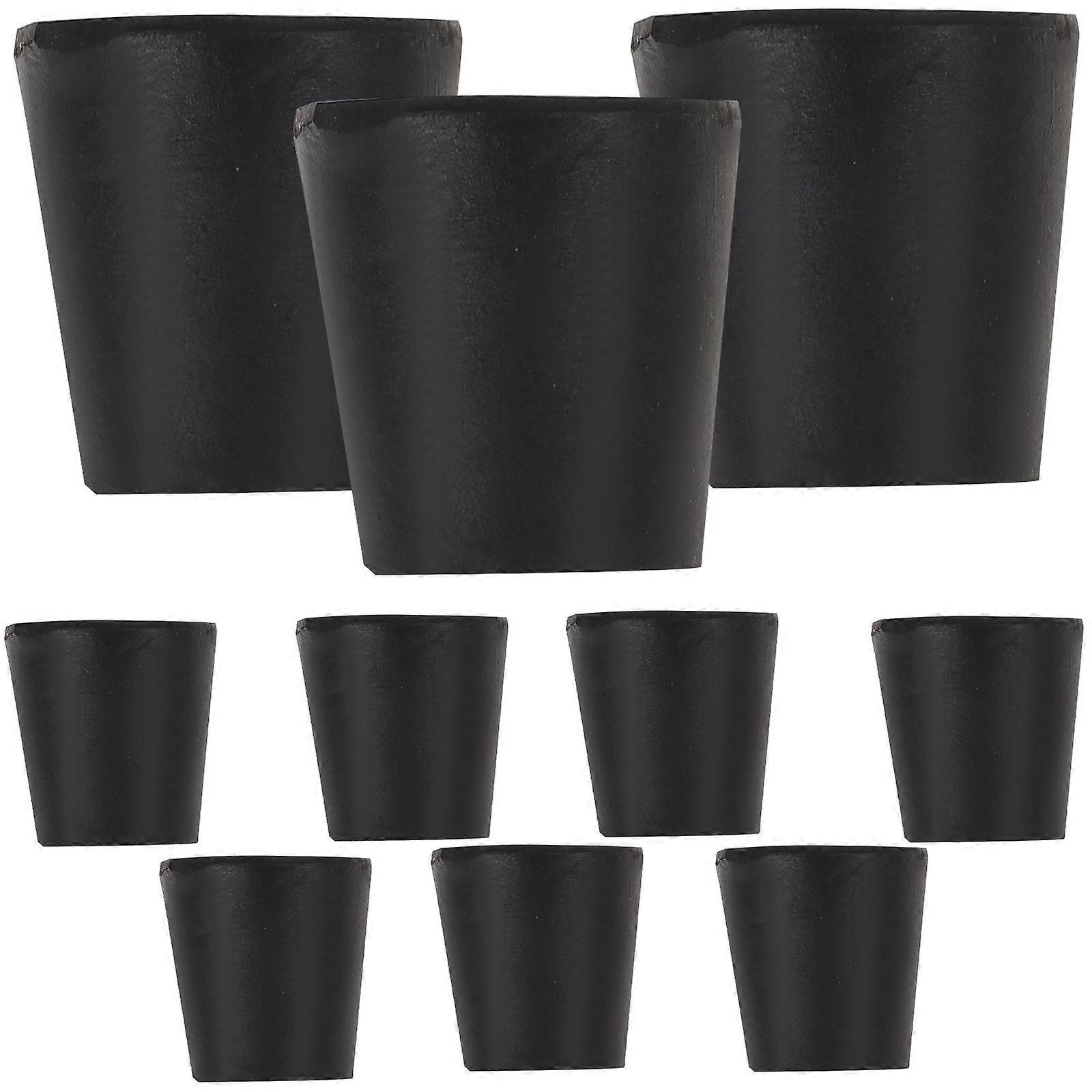 10pcs Black Rubber Stoppers with Hole for Test Tubes Flasks Home Use Durable Rubber Material
