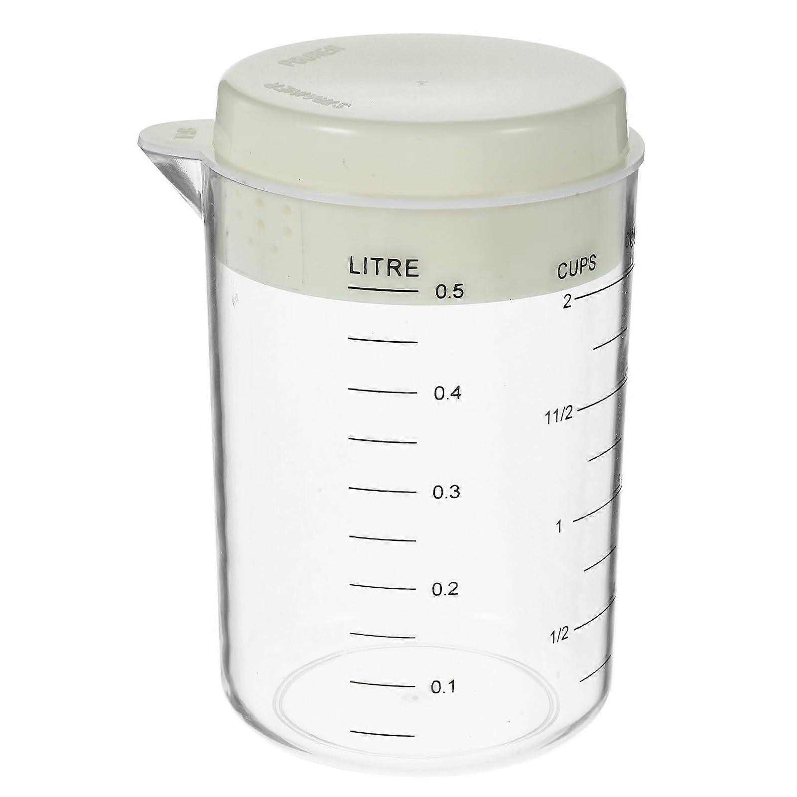Measuring Cup with Lid, Plastic Pitcher with Clear Scale for Baking and Cooking, Dishwasher Safe