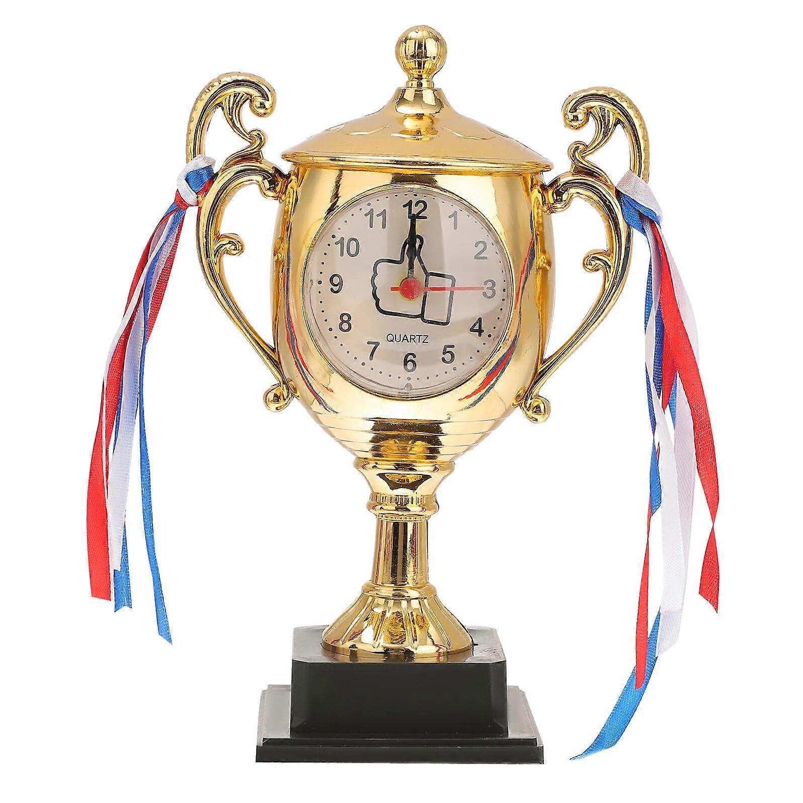 Golden Trophy Shaped Alarm Clock with Clear Display for Graduation Desk or Bedside Gift Ref: 8224
