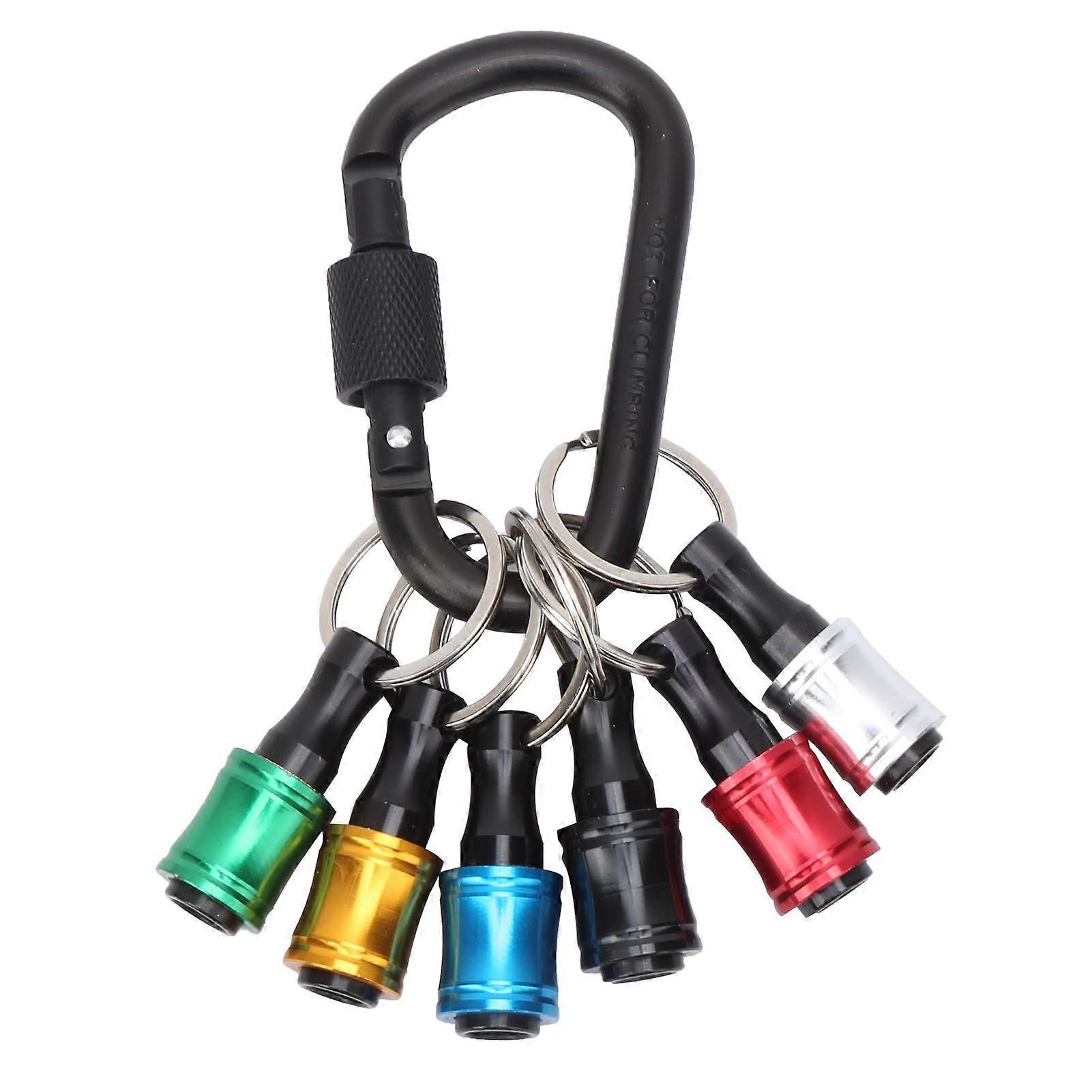 6pcs 1/4 Inch Hex Shank Drill Bit Adapter Aluminum Alloy Quick Release Bit Holder Keychain