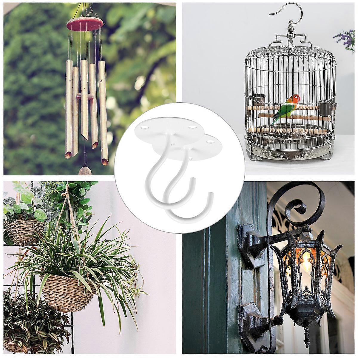 Iron Overhead Hooks Hanging Tools 2Pcs Small Elephant Trunk Shaped Hooks White