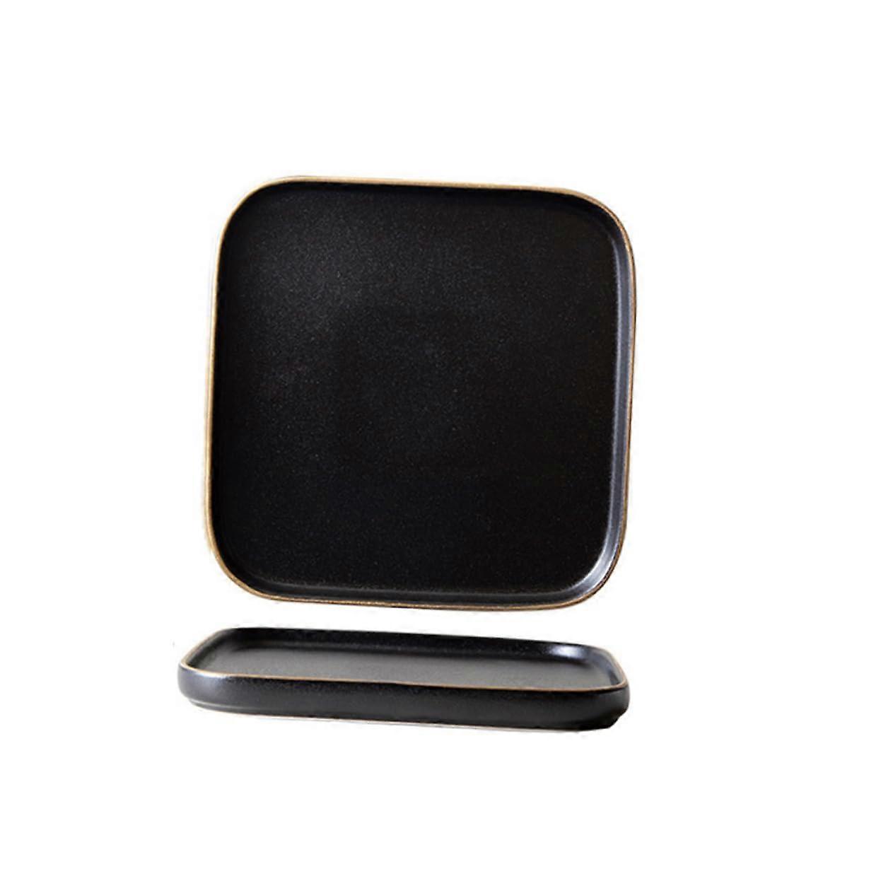 Ceramic Serving Plates for Sushi and Steak, Black Square and Rectangular MultiUse Dinner Platter