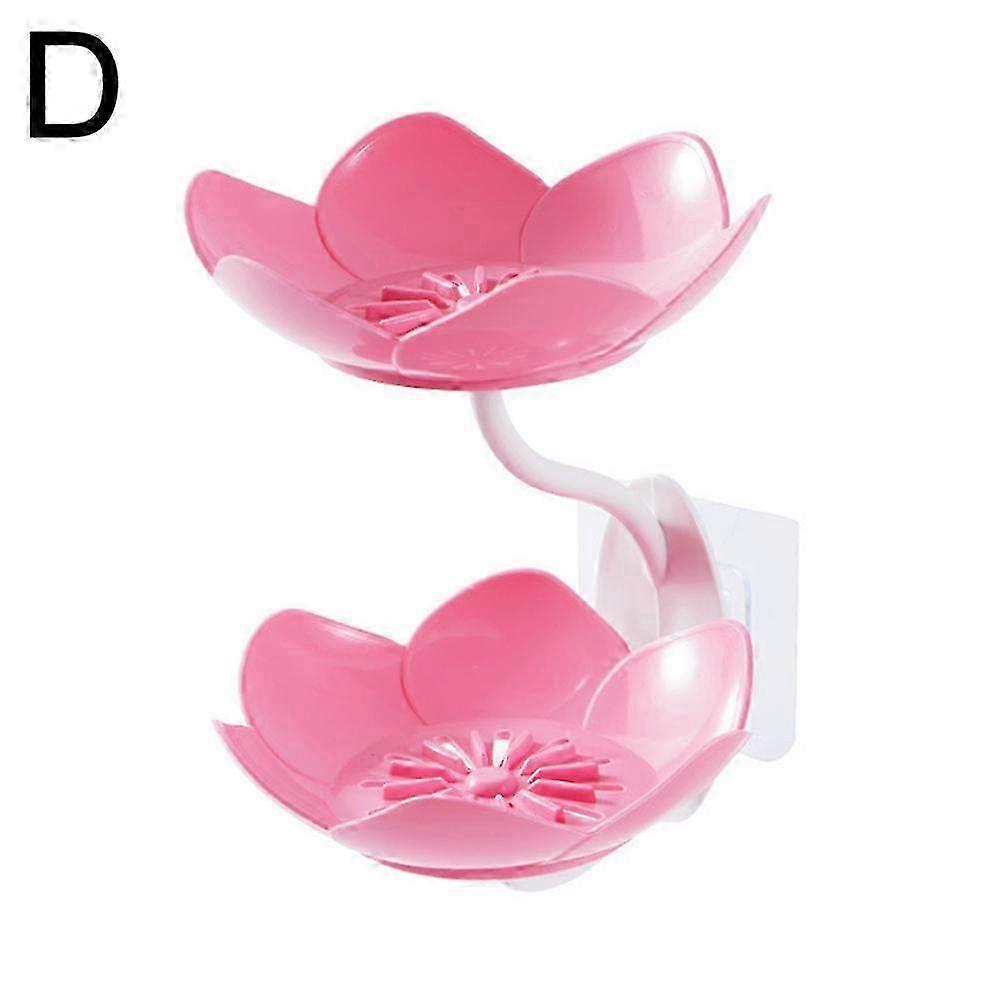 Soap Dish Flower Shape No Punching Wall Mounted Double Layer Drain 26-27s