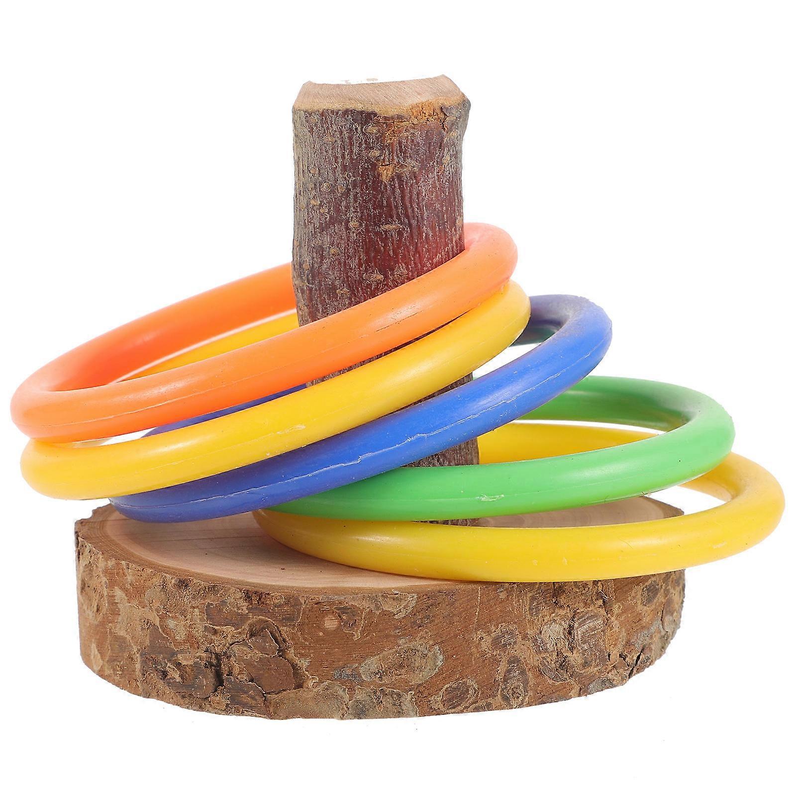 Parrot Training Toy Wooden Bird Ring Toy for Intelligence 1Set