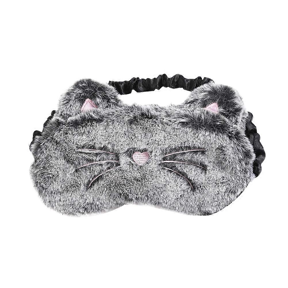 Sleep Eye Mask Plush Blindfold for Sleeping Use Black Cat Eye Patch