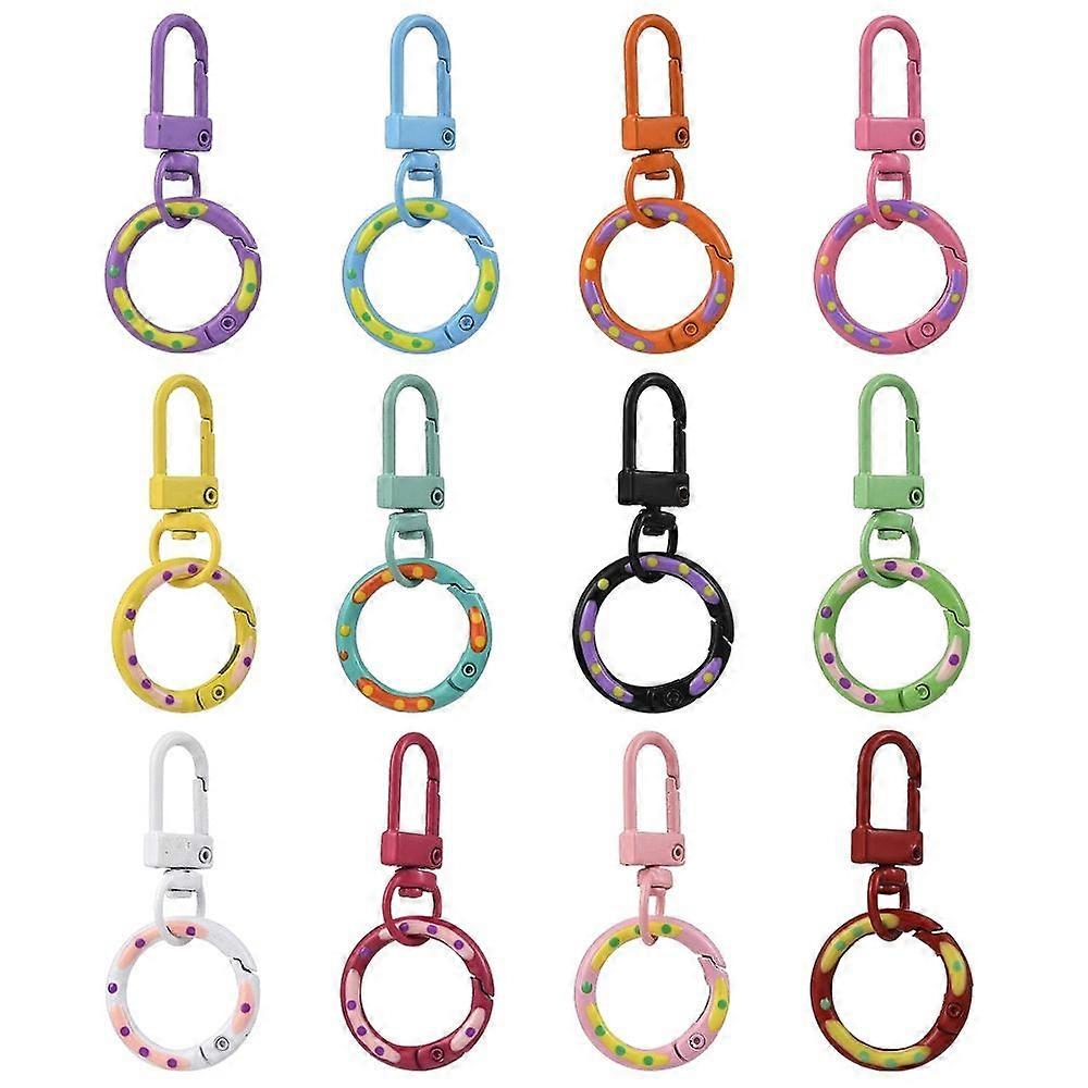 12pcs Alloy Spring Gate Ring with Swivel Snap Hooks Clasps Mixed color 52mm