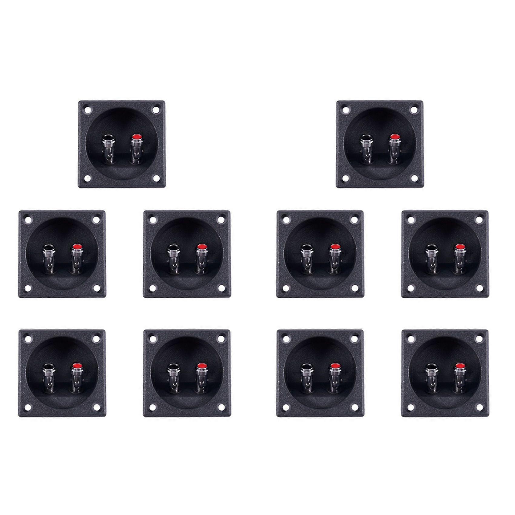 10X Square Shape Double Binding Post Type Speaker Box Terminal Cup Black
