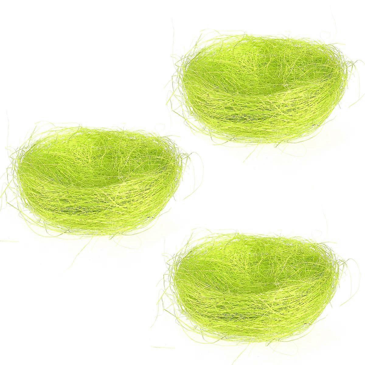 3Pcs Artificial Nest Easter Mini Colored Thread Bird Nests for Candies Eggs (Candy Green)