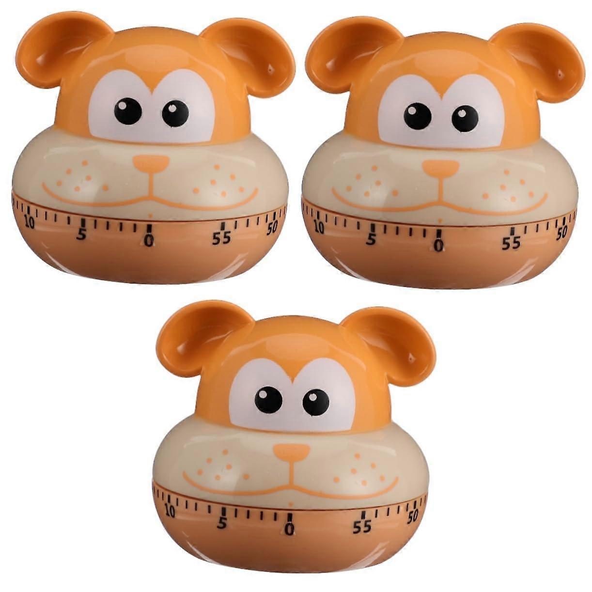 3pcs Cartoon Animal Mechanical Kitchen Timer with Loud Countdown Alarm for Baking and Cooking