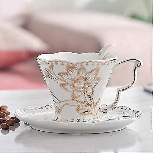 Porcelain Tea Set with Cups and Saucers, Solid Color Ceramic Coffee Cup Set, Handmade Durable Design
