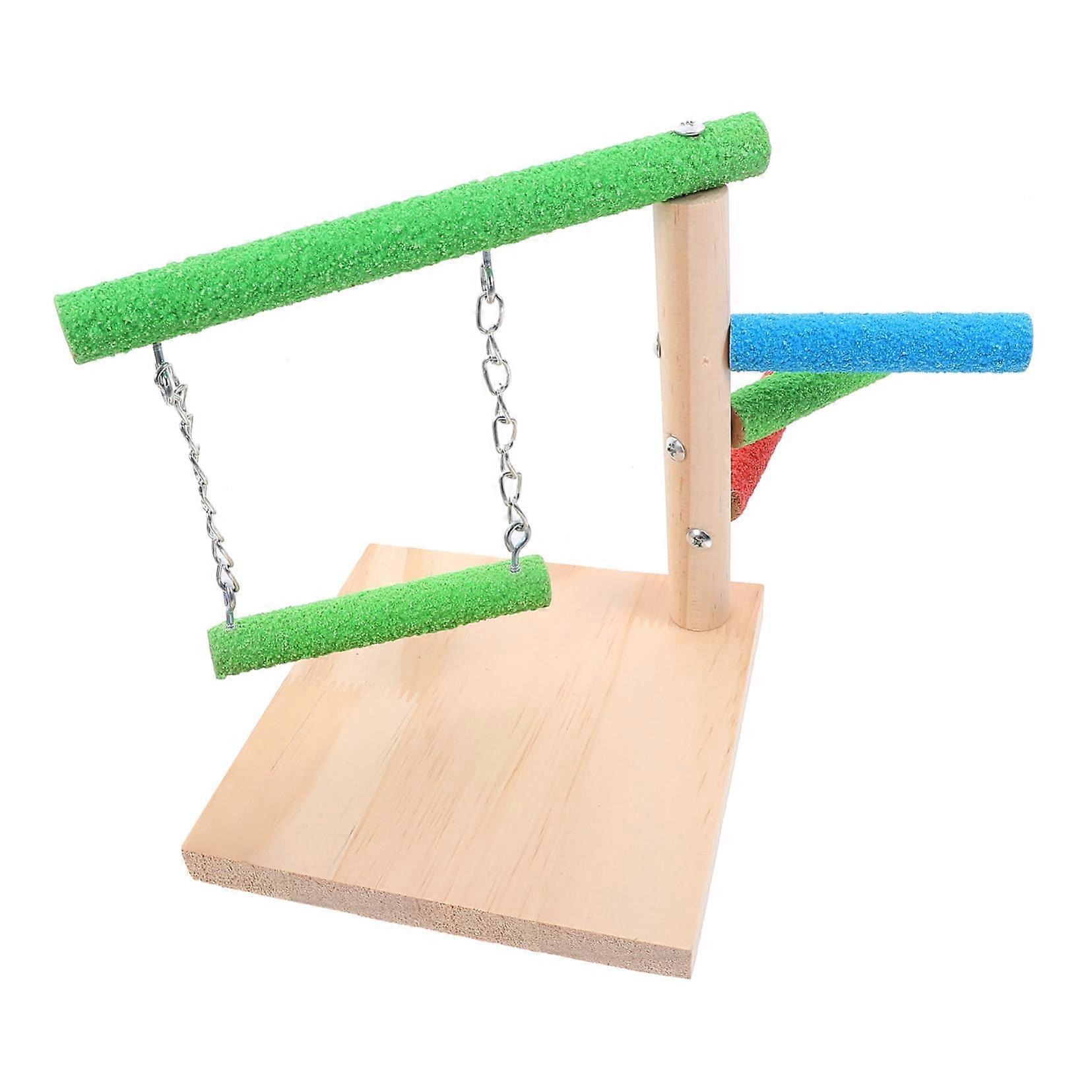 Wooden Parrot Perch Stand for Training and Play, Tabletop Bird Cage Accessory