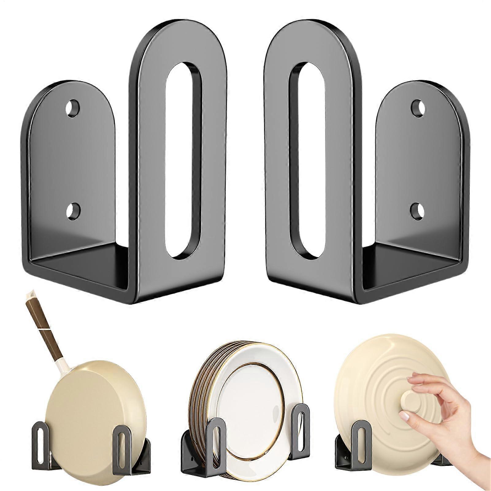 Pot Lid Holder, Adhesive Wall Mount Pot Rack with Heavy Load Support, Drill Kitchen Lid Organizer