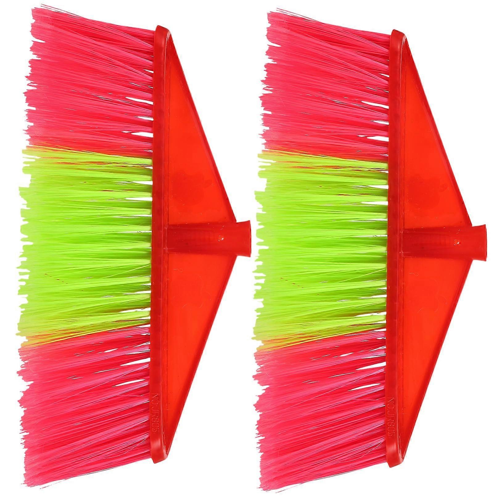 2Pcs Plastic Broom Head Replacement for Indoor Cleaning with Flexible Bristle Design