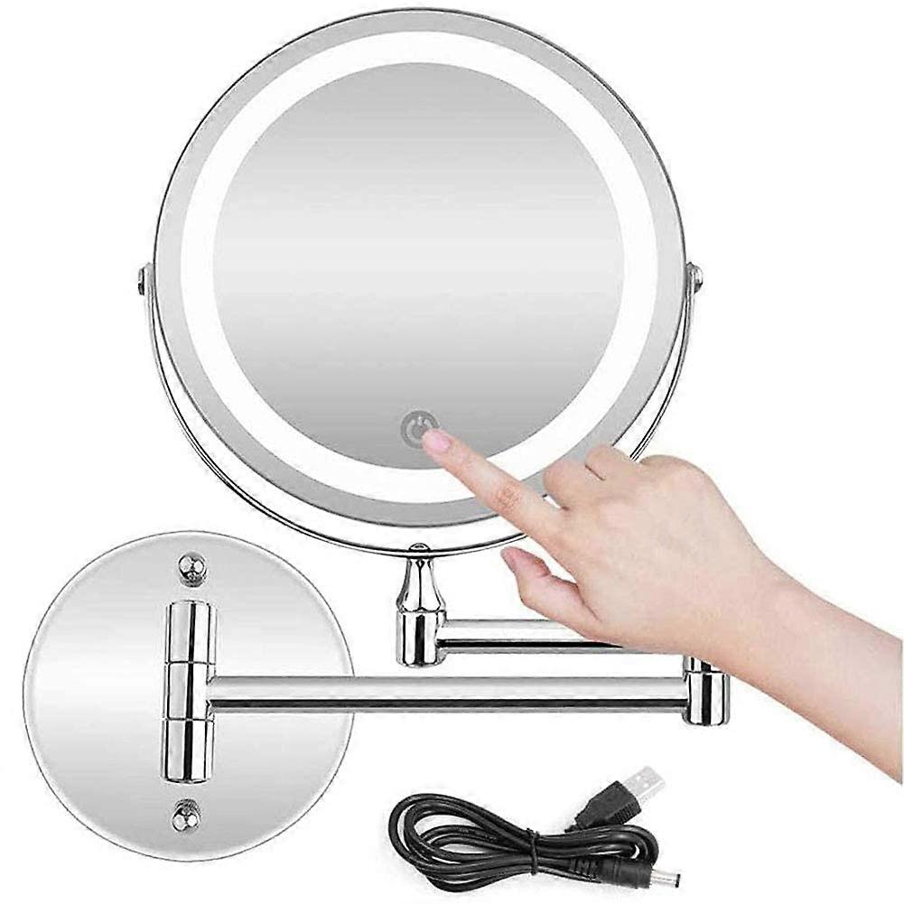Wall Mounted Makeup Mirror with Lights, 10x Magnification DualSided LED Vanity Mirror