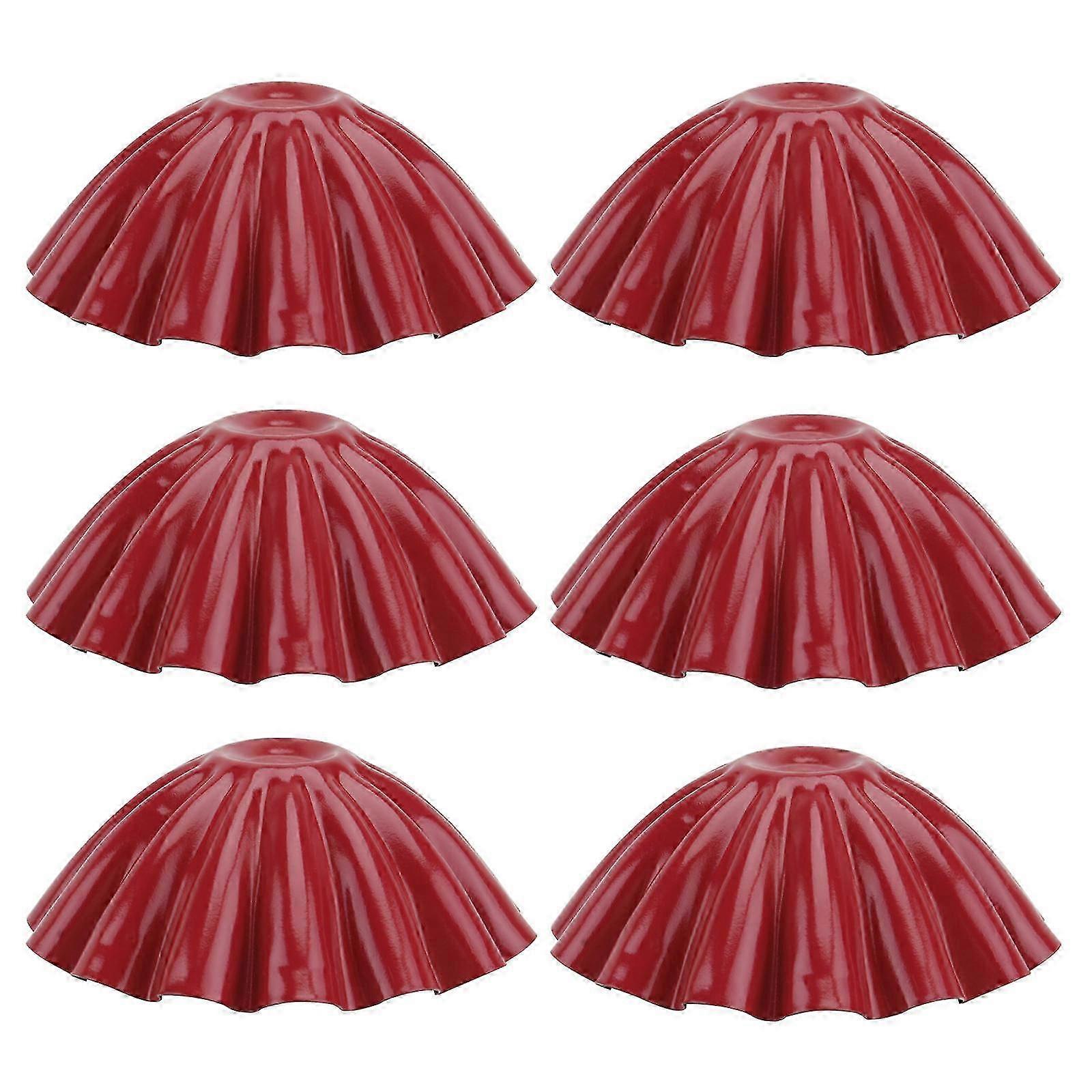 Egg Tarts Baking Mold Stainless Steel for Baking Use 6Pcs Red Set