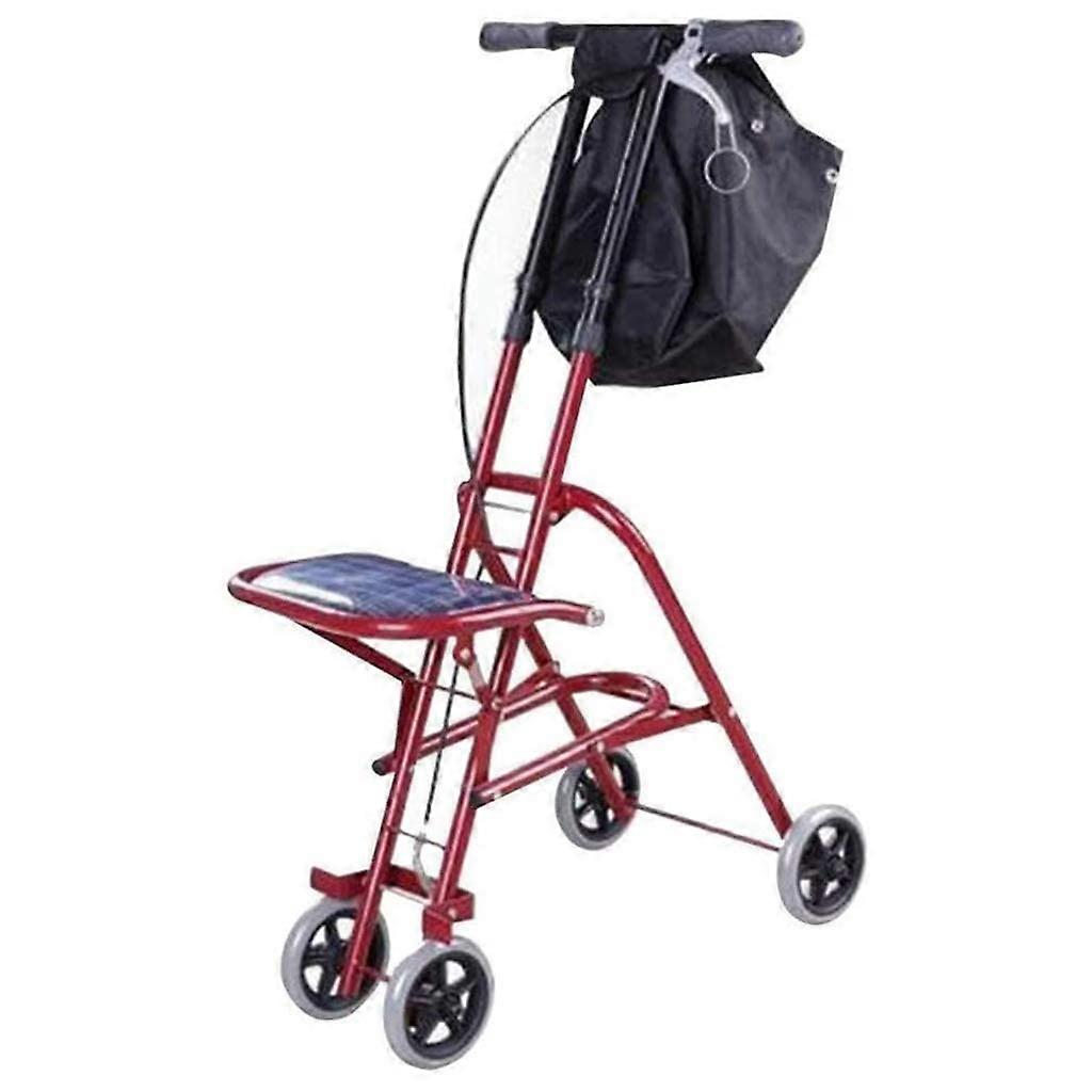 Foldable Rollator Walker with Seat and Bag, Adjustable Height, Lightweight Frame for Seniors