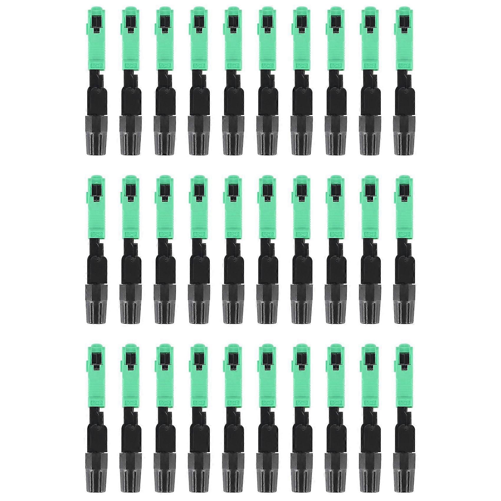 30Pcs Sc/Apc Fiber Optic Connector Embedded Single Mode Component Fiber Optic Quick Connector-Black + Green