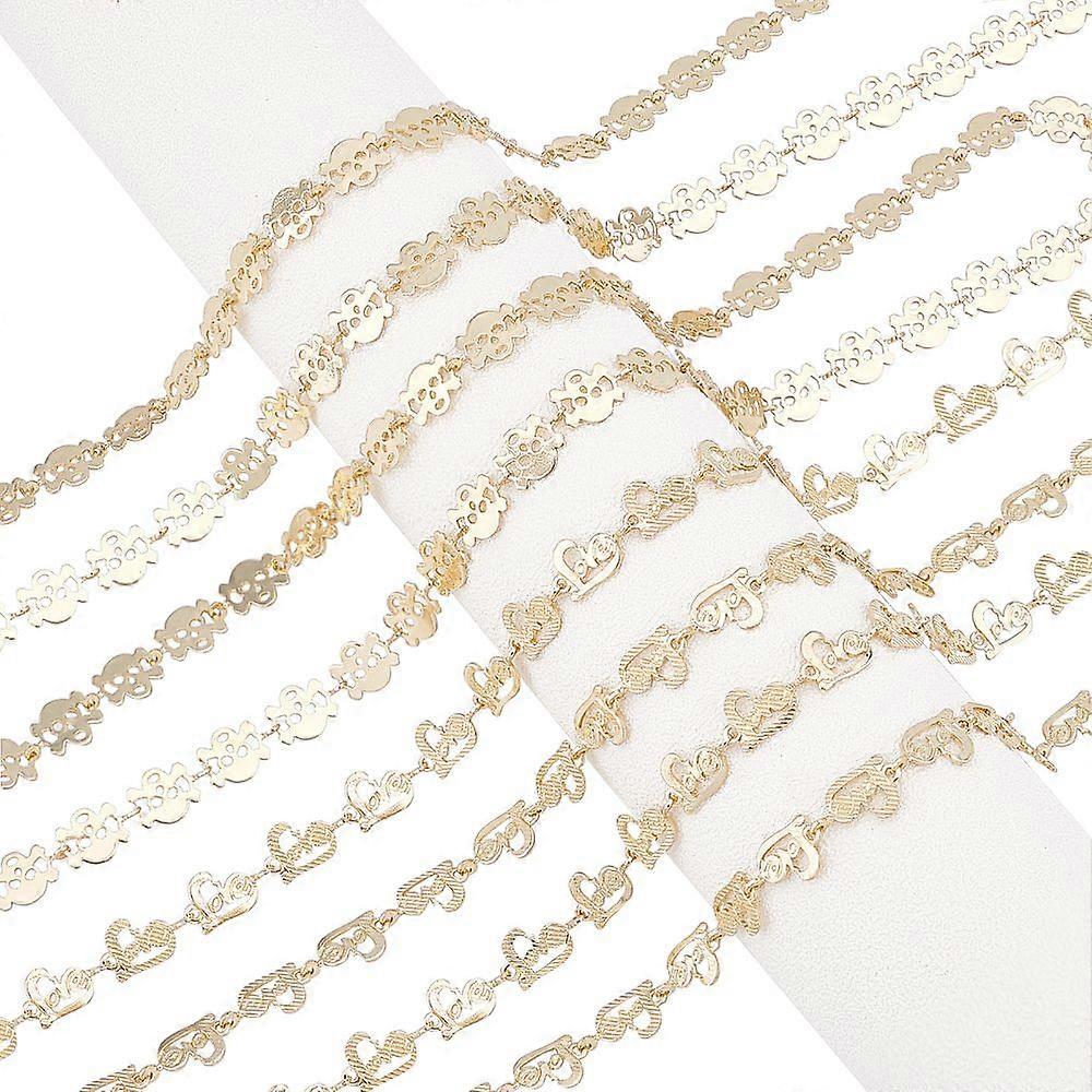 2M 2 style Brass Link Chains Long-Lasting Plated Unwelded Light golden 1m/style