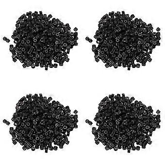 2000 Pcs Black 5mm Silicone Lined Micro-Ring Links Beads for I Stick Hair Extension Installation and Feathers