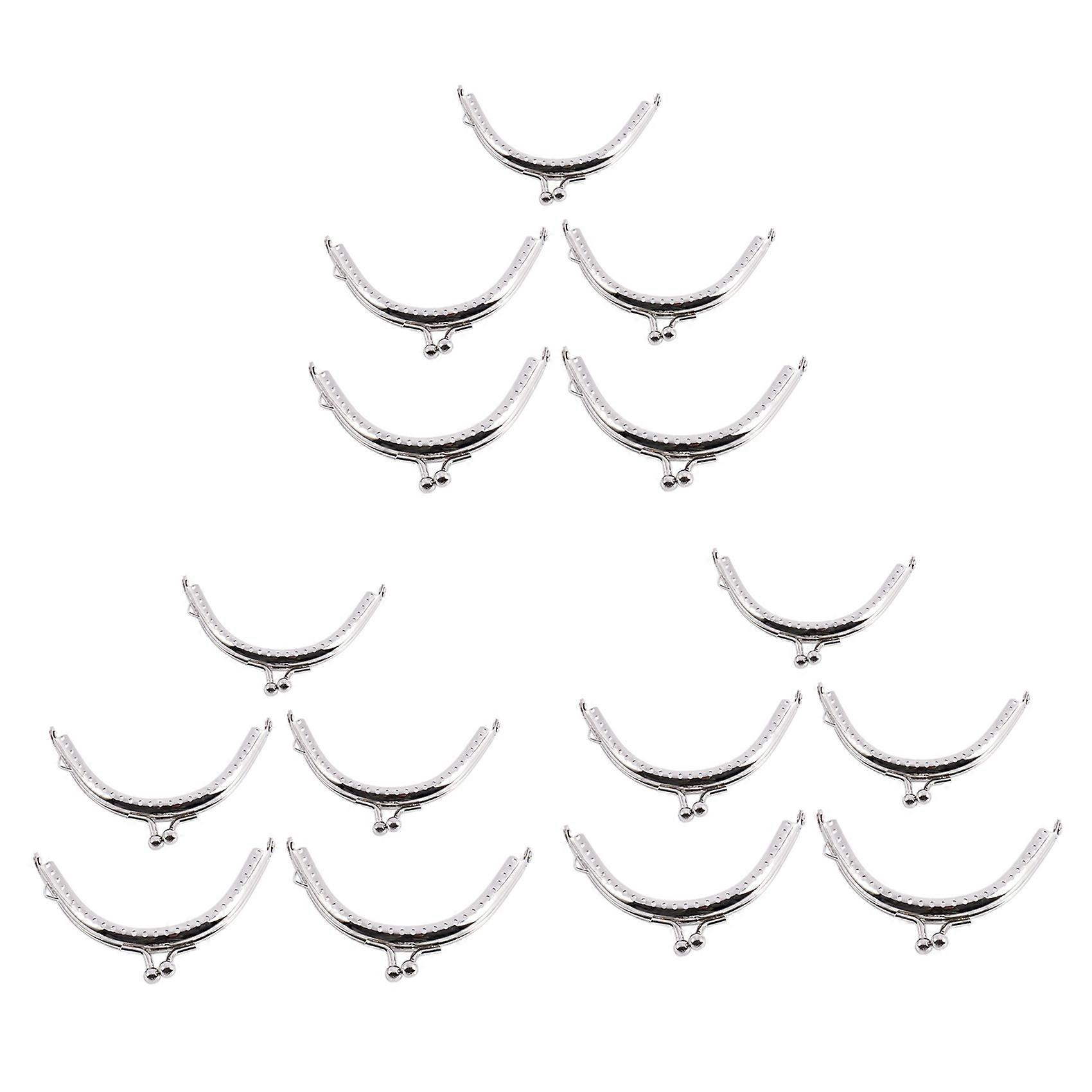 15 Metal Frames Snap Clasp Arch Pattern Coin Style Purse Silver