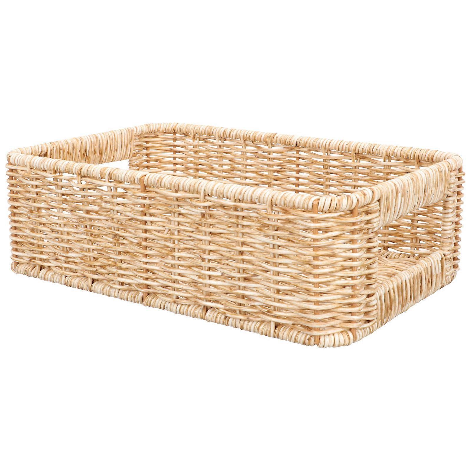 Light Brown Imitation Rattan Basket Storage Container for Home 3Pcs Set