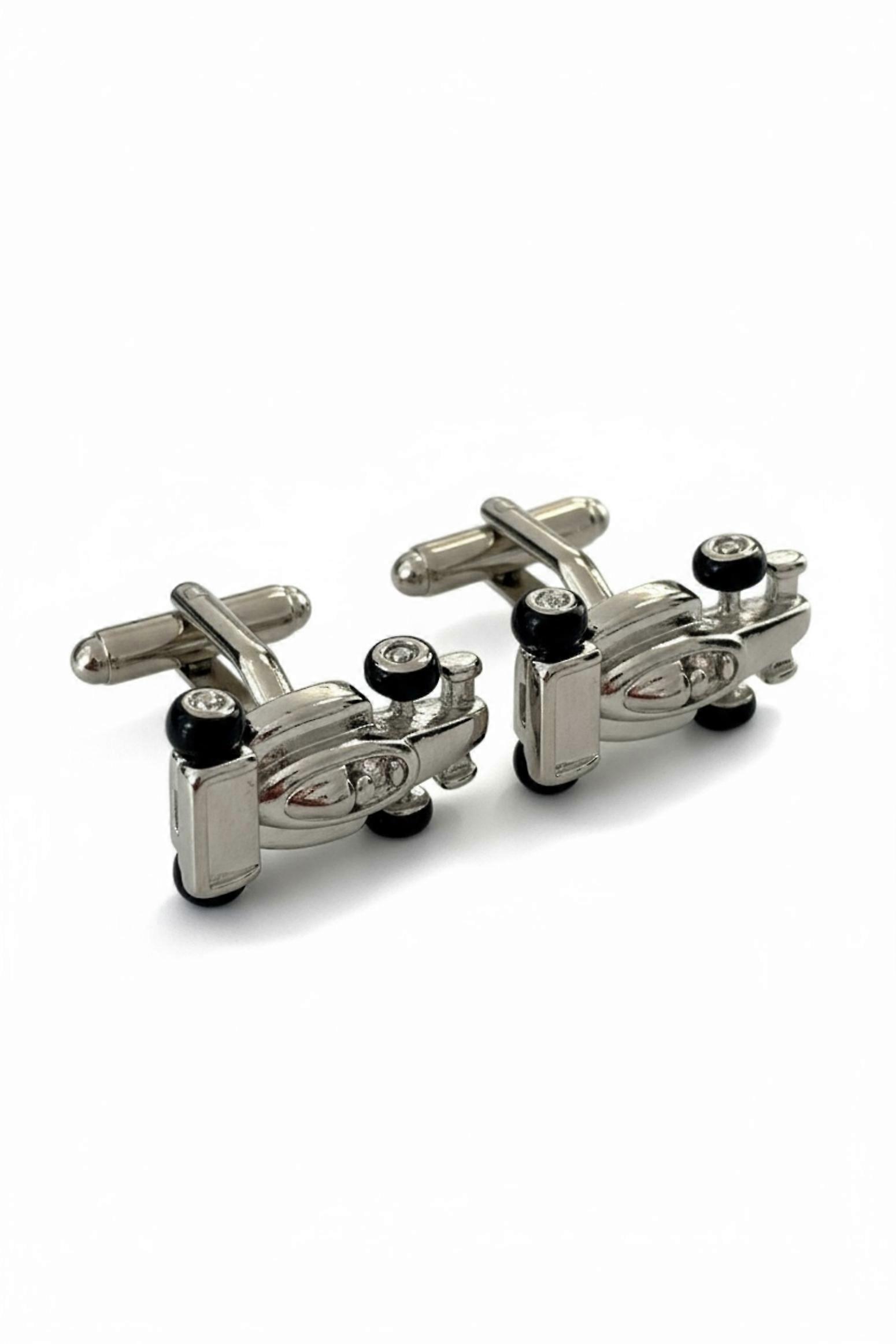 Racing Car Formula 1 Cufflinks Silver for Men