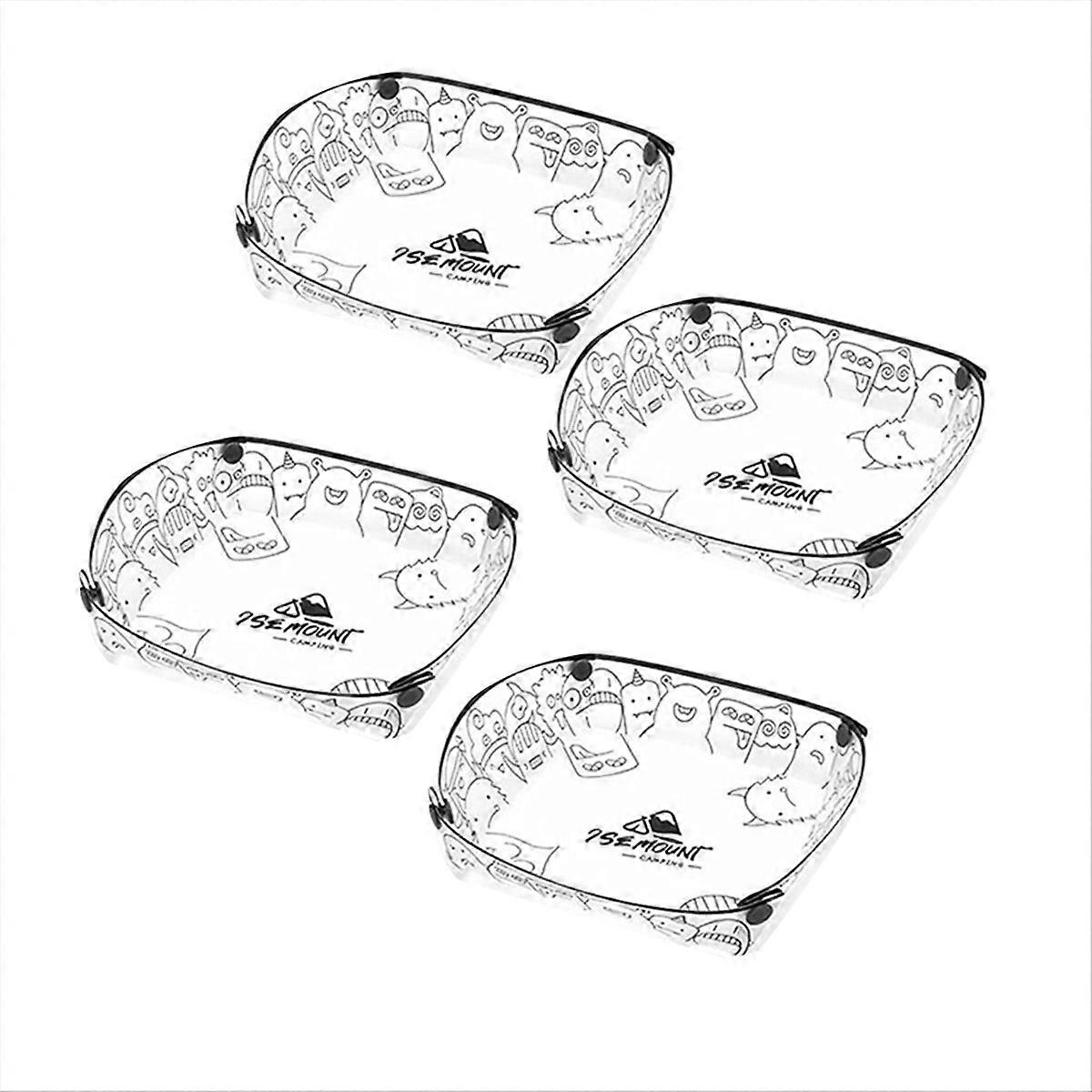  4 Pieces Folding Plate Set,Portable Mess Kit