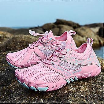 Piger Drenge Sneakers Lukket Tå Skridsikre Snørebånd Barfods Sports Vandsko Småbørn Stilfuld Fest Sneaker, Pink, 6,5-7 År