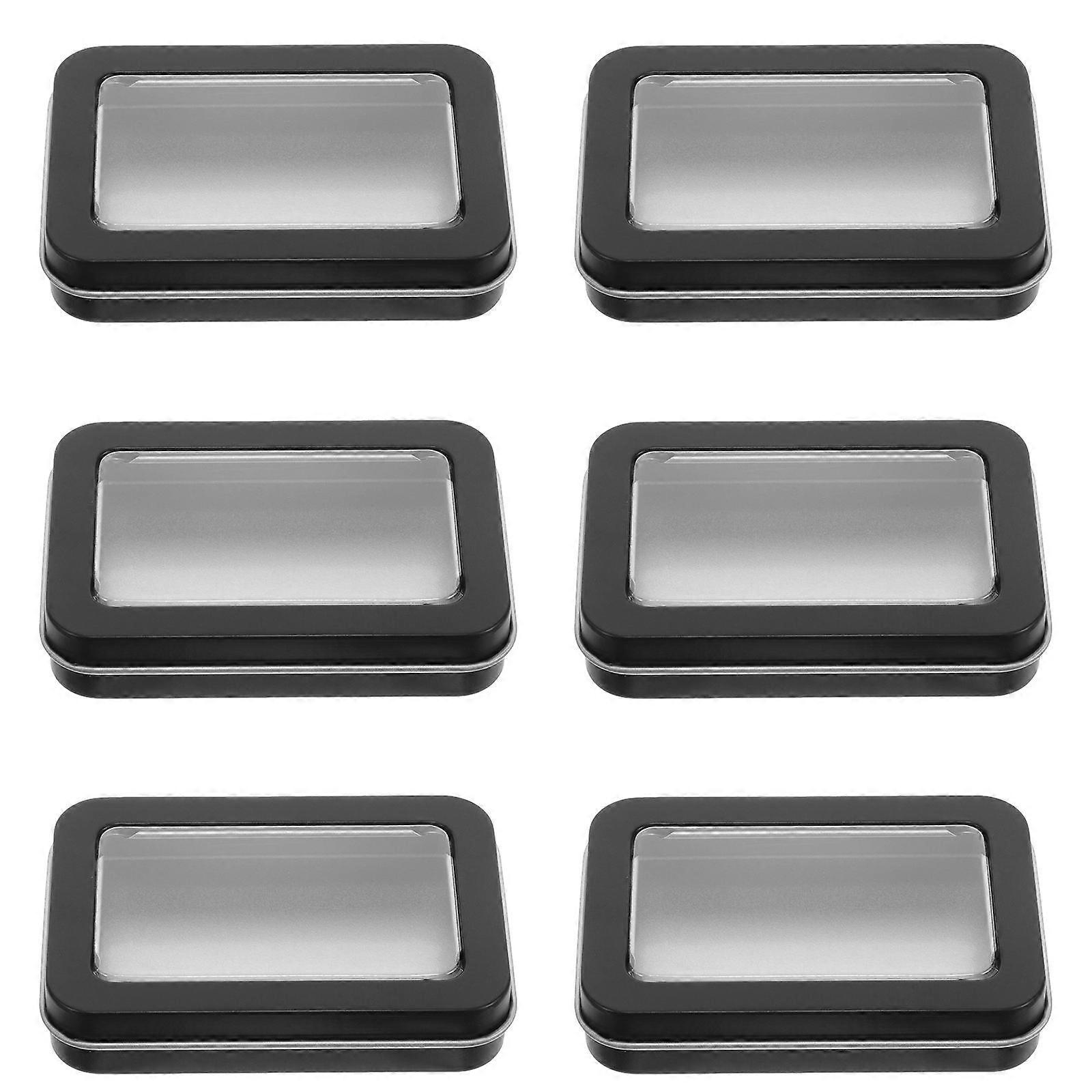 18Pcs Tinplate Boxes for Candy Storage with Lid Black Rectangle