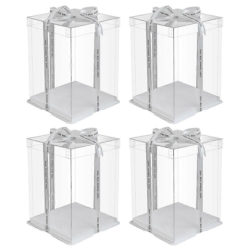 Transparent Cake Boxes Cake Packing Container for Storage 4Pcs Plastic Carriers
