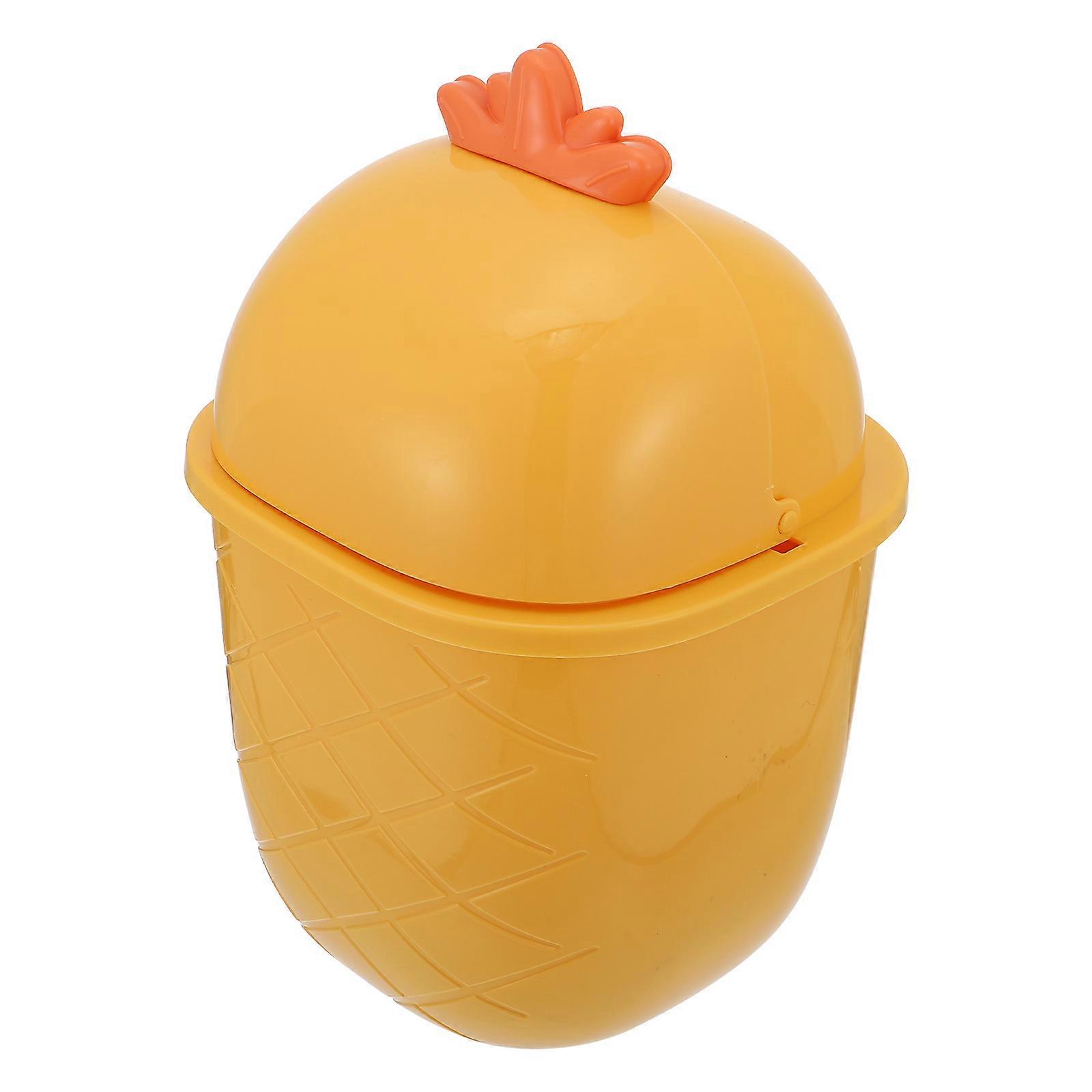 Mini Fruit Garbage Bin Slide Type Trash Can for Storage 1Pcs Yellow Plastic