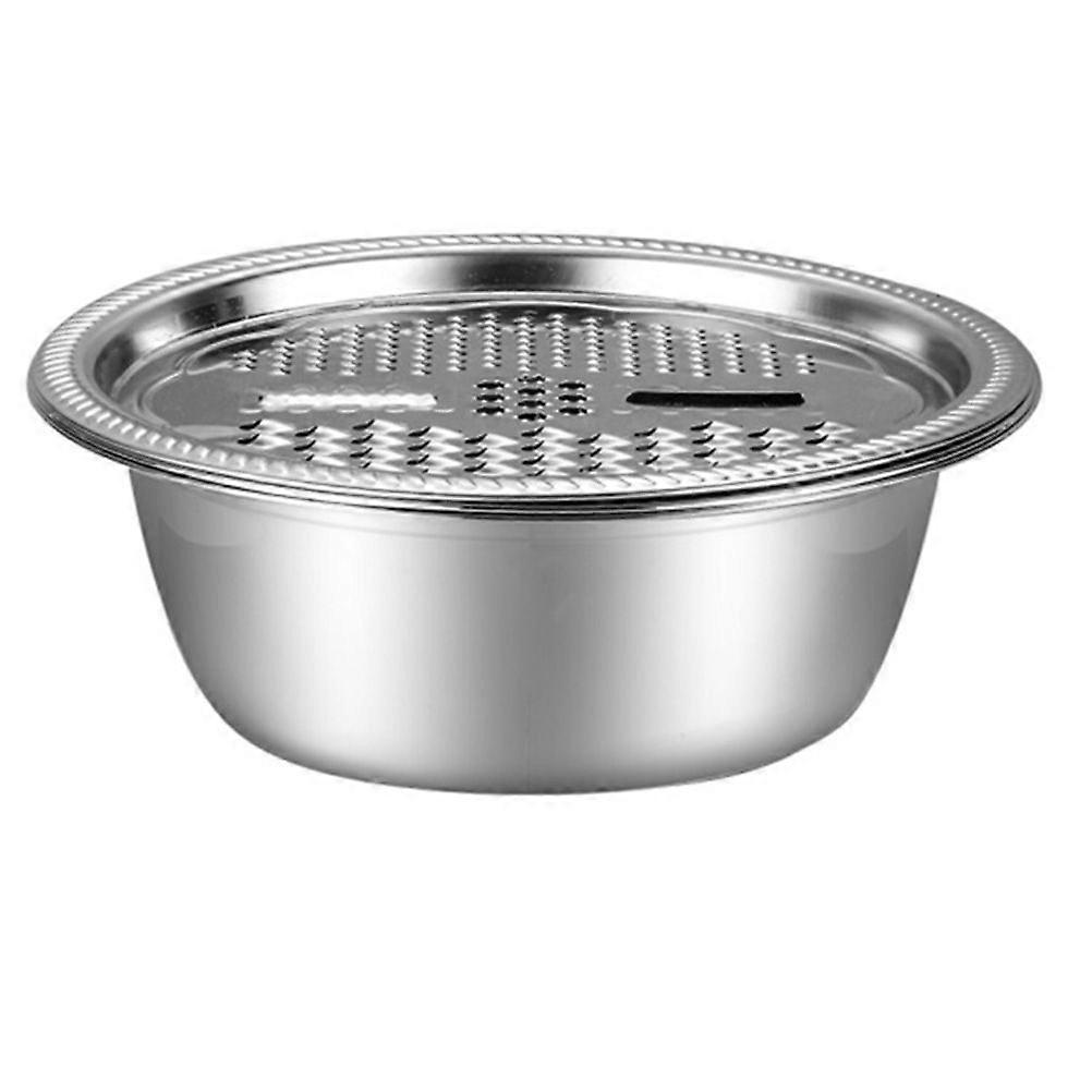 2Pcs 1Set Rustless Chopping Tool Grater for Home (Basin+Grater Tray, Silver) Silver