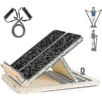 Foldable Adjustable Slant Board - Wooden Calf & Ankle Stretcher with Resistance Band for Home Gym, Physical Therapy, Fitness Training