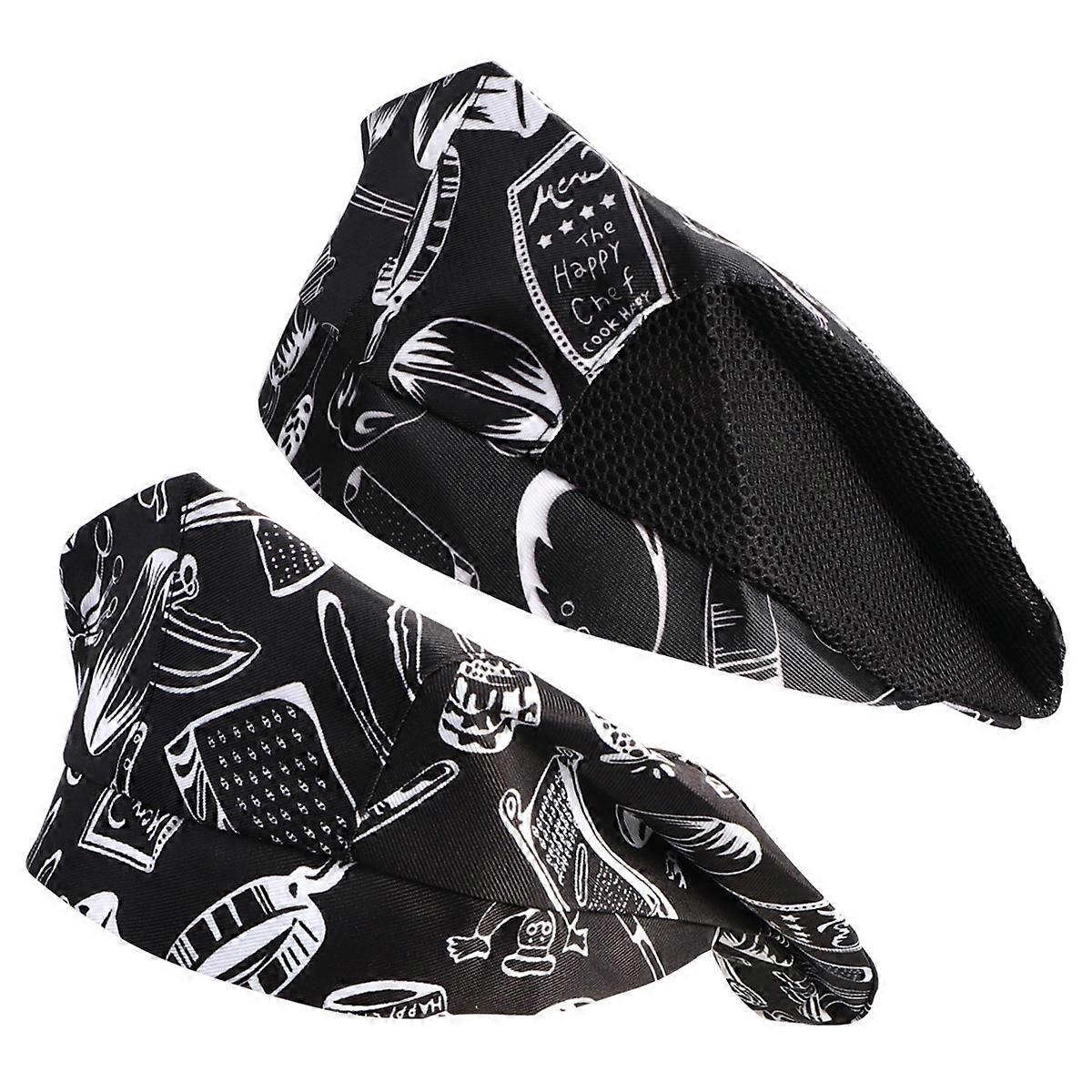 Beret Kitchen Chef Hat for Decoration 2Pcs Comfortable Working Cap