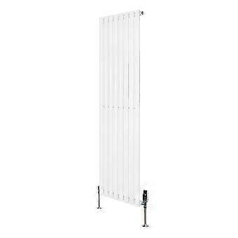 Oval Single Column Radiator 1600mm x 480mm & TRV Chrome Valves Modern Designer Single Panel Central