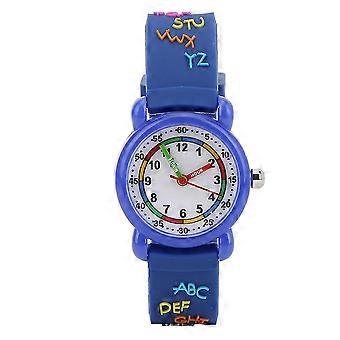 Kid Waterdicht Cartoon Horloge Letter Patroon Kinderen Polshorloge Tijd Herkenning ToolBlue