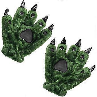 Volwassenen Halloween Dierlijk Kostuum Beer Kat Paw Klauwen Winter Warme Pluche Handschoenen