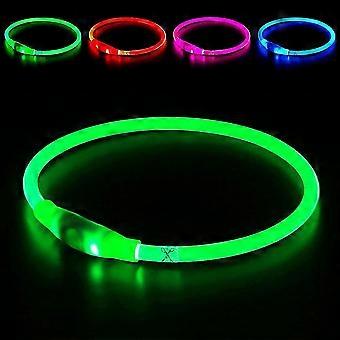 Led Dog Collar, USB Rechargeable Flash Dog Necklace Light, Pet Safety Collar Makes Your Beloved Dogs Be Seen at Night for Small Medium Large Dogs Gree