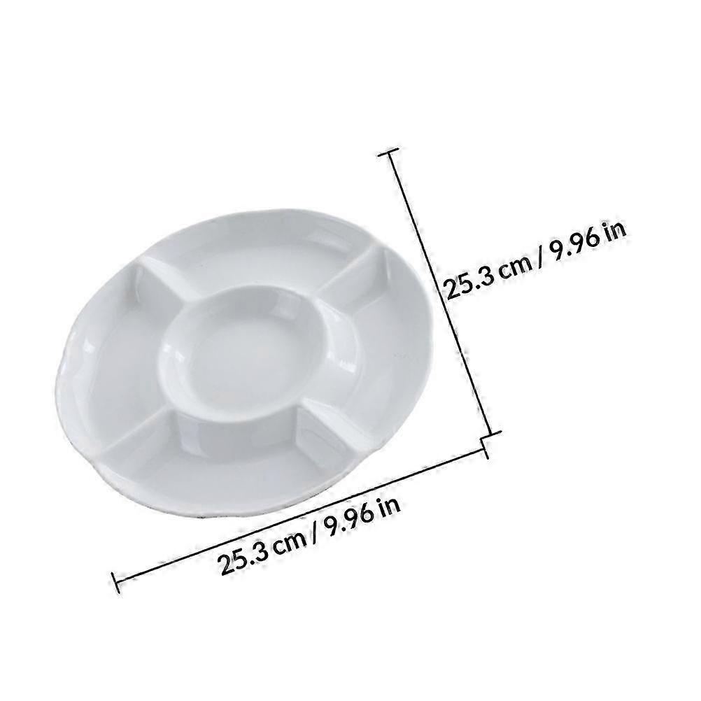 White Divided Snack Platter for Serving 1Pcs Five-Section Plate