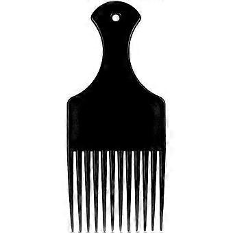 Dww-Afro Pick plastkam - För rakt och lockigt hår - Svart afrokam, bred och platt hårklippkam, lockig kam, afrokam i plast, Unis