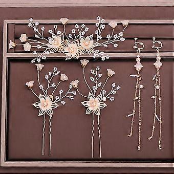 Gioielli da sposa imitazione perla fiore capelli clip set hairpin orecchini bambini spettacolo copricapo nuziale copricapo