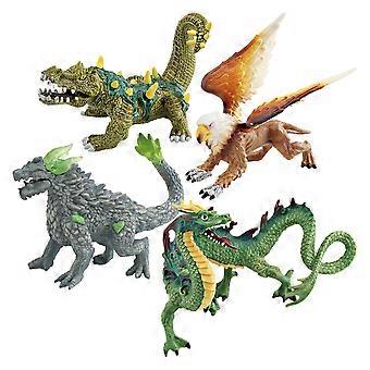 4Pcs Mythical Creatures Figures, Dragon Griffin Monster Figurines, Fantasy Animal Toys for Kids Learning Playset, Realistic PVC Decorations for Imagin