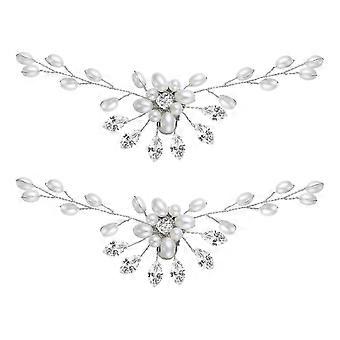2pcs Pearl Rhinestone Shoe Clips Decorative Wedding Shoe Decorations Women Shoe Ornaments for Brides FU