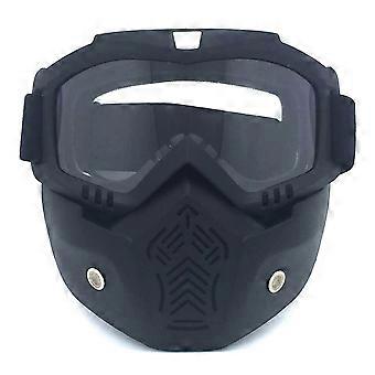 Vinter Snebriller Ski Snowboard Snescooter Ansigtsmaske Solbriller Briller (mat sort ramme og gennemsigtig briller)