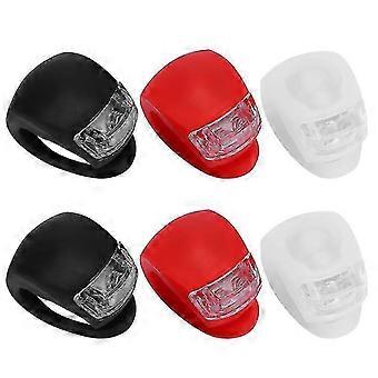 6pcs Bike Light Silikon vorne hinten Led Warnleuchte Wasserdichtes Fahrrad Blitzlampe Fahrradzubehör (rot / schwarz / weiß jeweils 2 Stück)