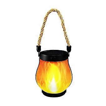 Outdoor Camping Solar Flame Lights Portable Hanging Lantern USB Rechargeable 3D Flickering Lamp for Garden Decor