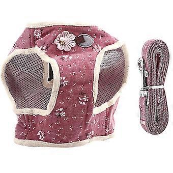 Cotton Blend Breathable Pet Cat Dog Vest Chest Strap with Pulling Rope(Red, M)