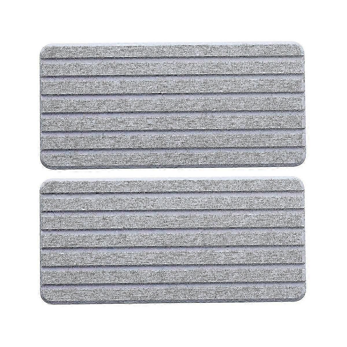 2 Pcs Water Absorbent Diatomite Coasters Gray Rectangle Grooved