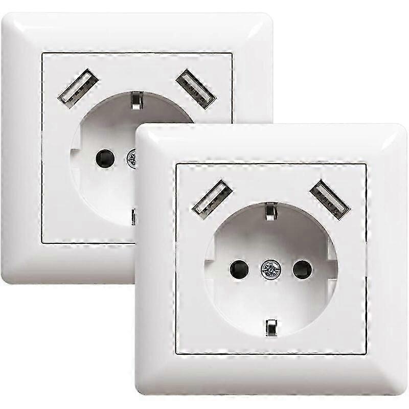 Flush-mounted USB socket with USB socket (max. System 55 Protective contact wall socket for MP3 smartphone, glossy white, 2 A